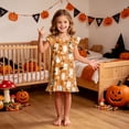 thumbnail image 2 of Leey-World Halloween Toddler Pajamas Girls Cute Halloween Nightgown Dress Flutter Short Sleeves 2-10 Years Soft Casual Dress, 2 of 7