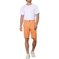 thumbnail image 2 of INSPIRE CHIC Men's Shorts Plaid Pattern Straight Fit Comfort Flat Front Checked Shorts 30 Orange, 2 of 5