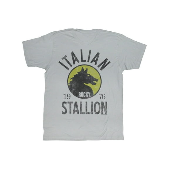 Rocky 1976 Sports Drama Italian Stallion Circular Horse Photo Grey Adult T-Shirt