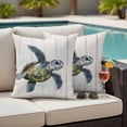 thumbnail image 4 of Teal Coastal Outdoor Waterproof Pillow Covers, Sea Turtle Nautical Beach Ocean Vintage Decorative Square Throw Pillowcase Sofa Cushion Sham for Patio/Couch/Chair, 26"x26" 2 Pack, 4 of 8