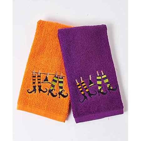 Whimsical Halloween Witch Hat Shoes Orange Purple Green Bathroom