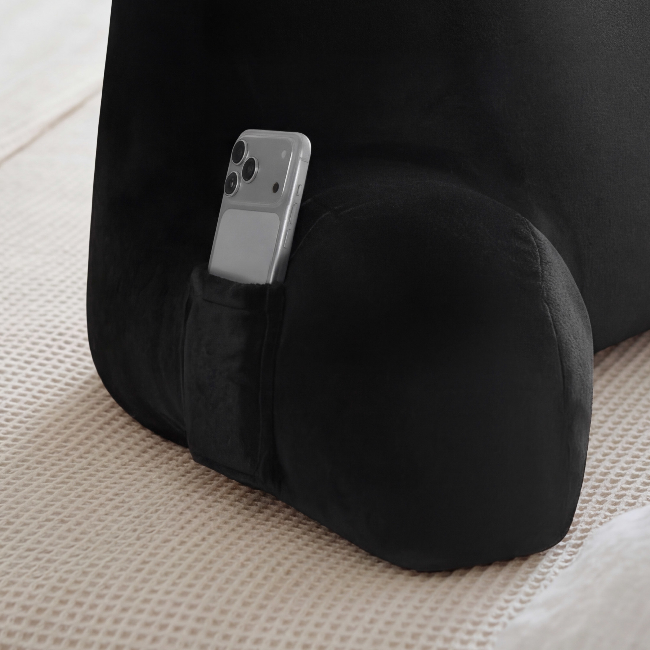 The Sheet Lab Plush Backrest Pillow, Black, 29" x 24.5" x 10.5"