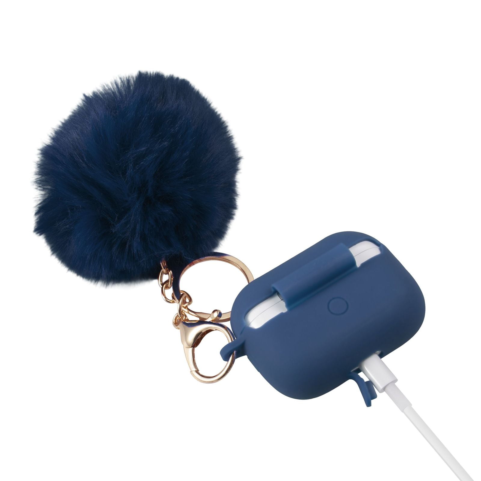 オーディオ機器 イヤフォン Insten Fluffy Pom Pom Case For Airpods Pro, Silicone Carry Case with  Keychain & Anti-Lost Strap, Soft Touch Protective Skin Cover, Blue