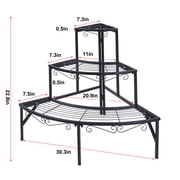 Wisfor 3 Tier Corner Plant Stand Metal Flower Display Rack for Indoor Outdoor,Sleek Black,23 Height