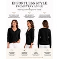 thumbnail image 3 of QUALFORT Sweaters for Women, Lightweight V Neck Long Sleeve Pullover Sweater, Soft Knit Women's Sweater Top, Black M, 3 of 7