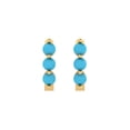 thumbnail image 3 of 0.48Ct Brilliant Round Cut Hoop Turquoise 14K Yellow Solid Solid Gold Everyday Dainty Earrings Lever Back, 3 of 7