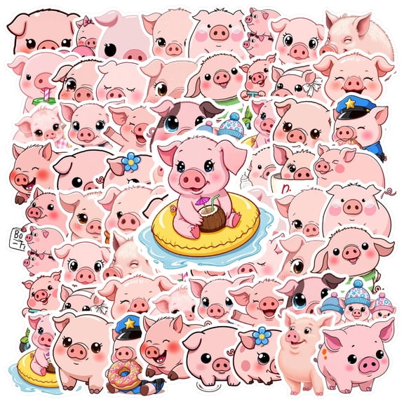 35pcs Cute Pig Stickers Animal Kids Stickers Cartoon Funny Stickers for Notebook Suitcase