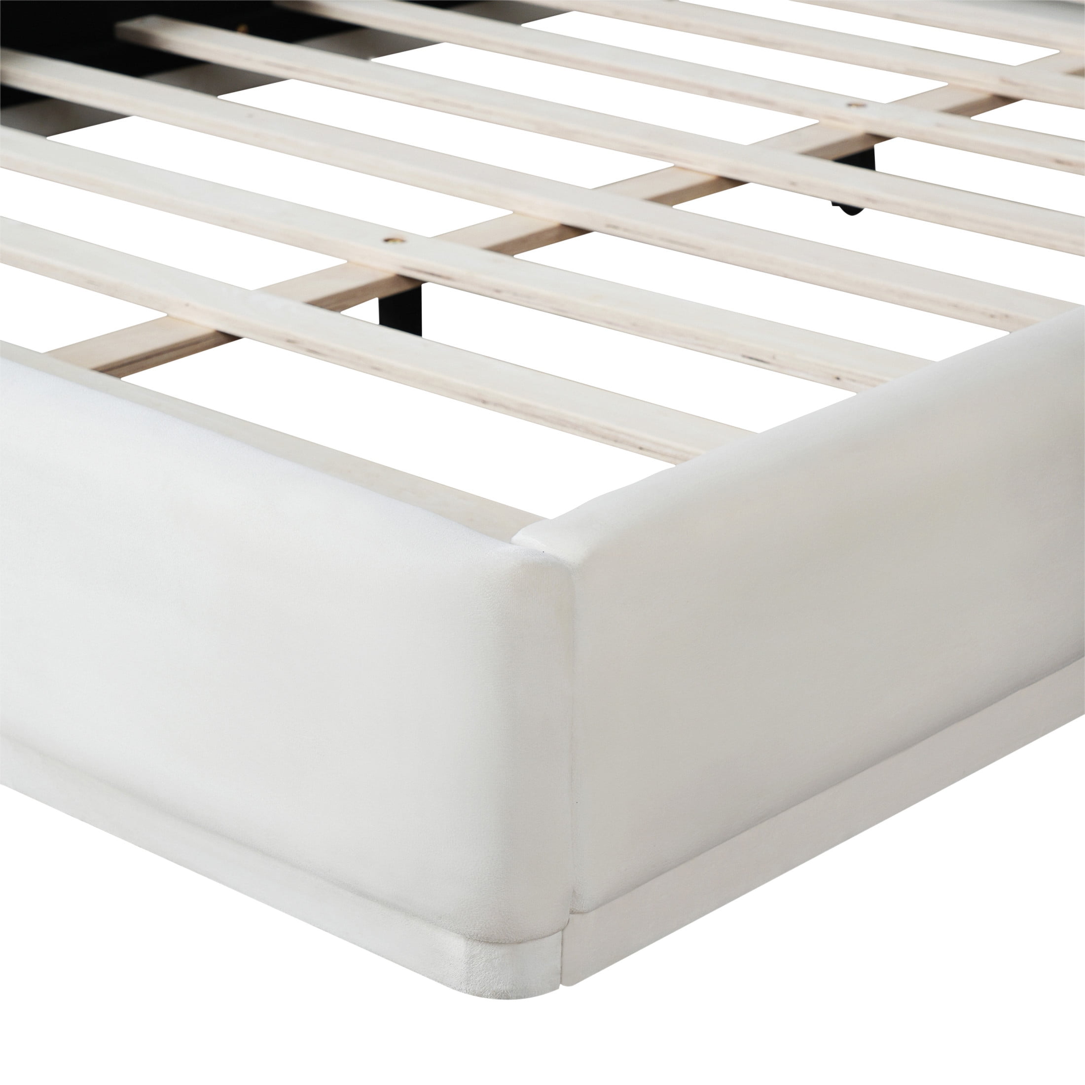 Christopher Knight Home Velvet Upholstered Queen
Bed, Solid Wood Platform Bed Frame, White