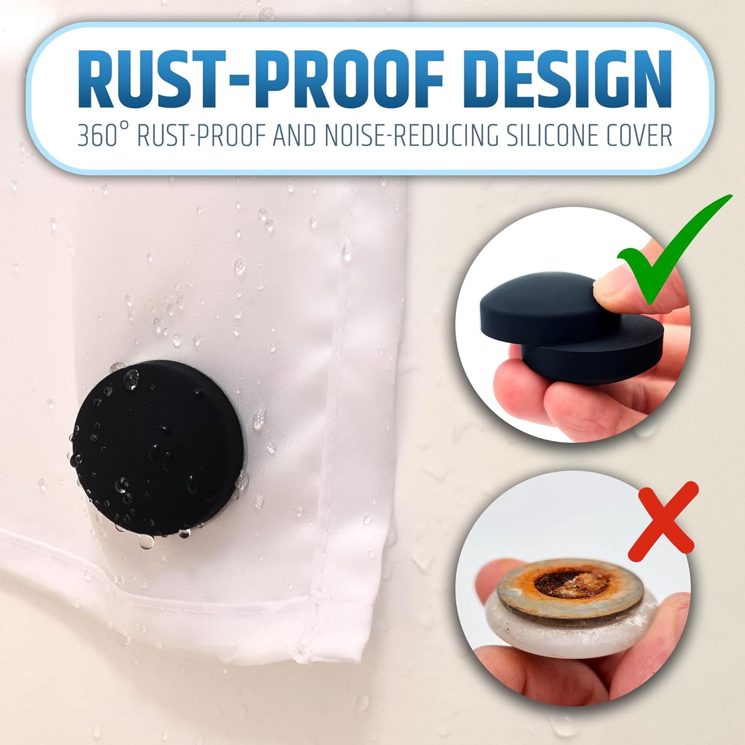 HMMAGNETS Magnetic Shower Curtain Weights with Rustproof Silicone Wrap, Black, 4 Pairs