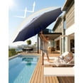 thumbnail image 2 of Parasol de Patio Extérieur 10 Pi – 8 Nervures Robustes, Manivelle, Inclinaison à Bouton-Poussoir, Protection UV, Pare-Soleil Imperméable – Parfait pour Jardin, Cour, Terrasse, Piscine – Bleu Marine, 2 of 8