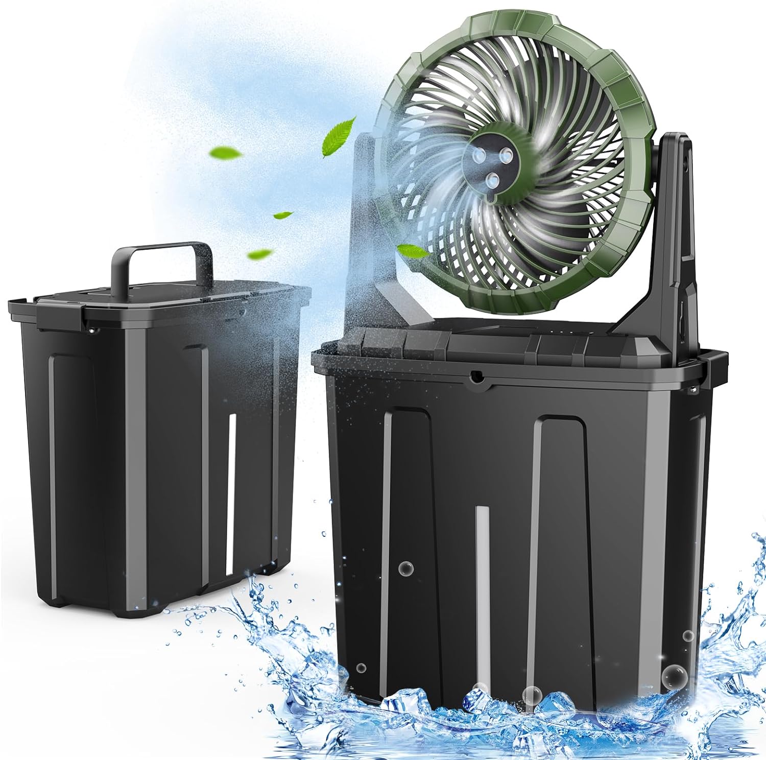Portable Misting Fan - 9L Bucket, 10-inch Outdoor Fans for Patios/Camping/Beach/Golf etc., 20000mAh USB Rechargeable Battery Powered Floor Water Cooling Fan, 3 Strong Winds, 3 Spray Mister