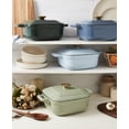 thumbnail image 4 of Smith & Clark Ironworks 4 Quart Enameled Cast Iron Square Dutch Oven Pot with Lid, Cool Blue, 4 of 15