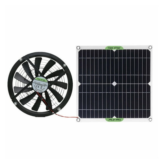 12V 10 Inch Mini Ventilator Solar Exhaust Fan 100W Solar Panel Powered Fan For Dog Chicken House Greenhouse RV Car Fan Charger ,Easy to Use