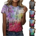 thumbnail image 1 of Économies de Printemps! CEHVOM T-Shirts Graphiques Floraux pour Femmes, T-Shirt à Manches Courtes Imprimé Floral Teinture sur Nœuds Boho pour Femmes, Col Rond Décontracté Ample d'Été, T-Shirts Boho Basiques Confortables 2023, 1 of 5