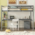 thumbnail image 2 of Miekor Furniture Twin Loft Wood Bed With Under-Bed, Built-In Desk, A Storage Cabinet Of 2 Drawers, Guardrails, Ladder, Grey 93786, 2 of 12