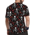 thumbnail image 2 of Wukai Skeleton with Roses Print Men's Short-Sleeved Mesh T-Shirt,Quick-Dry Short Sleeve Workout T-Shirt-Small, 2 of 8