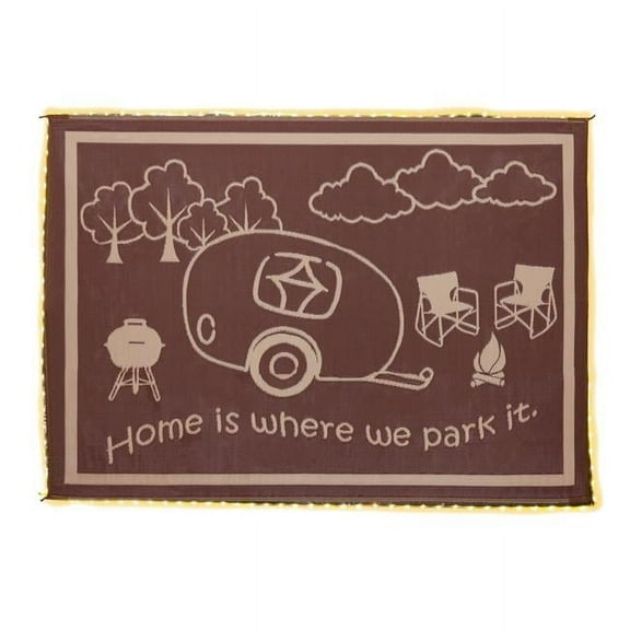 Stylish Camping LRVH8117 Reversible LED Illuminated Mat - RV Home, Brown/Beige, 8' x 11'