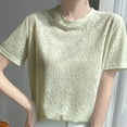 thumbnail image 5 of Mittory Women's Knit Blouse Elegant Short Sleeve Round Neck Loose Jacquard Top Dressy Office Work Shirt, 5 of 5