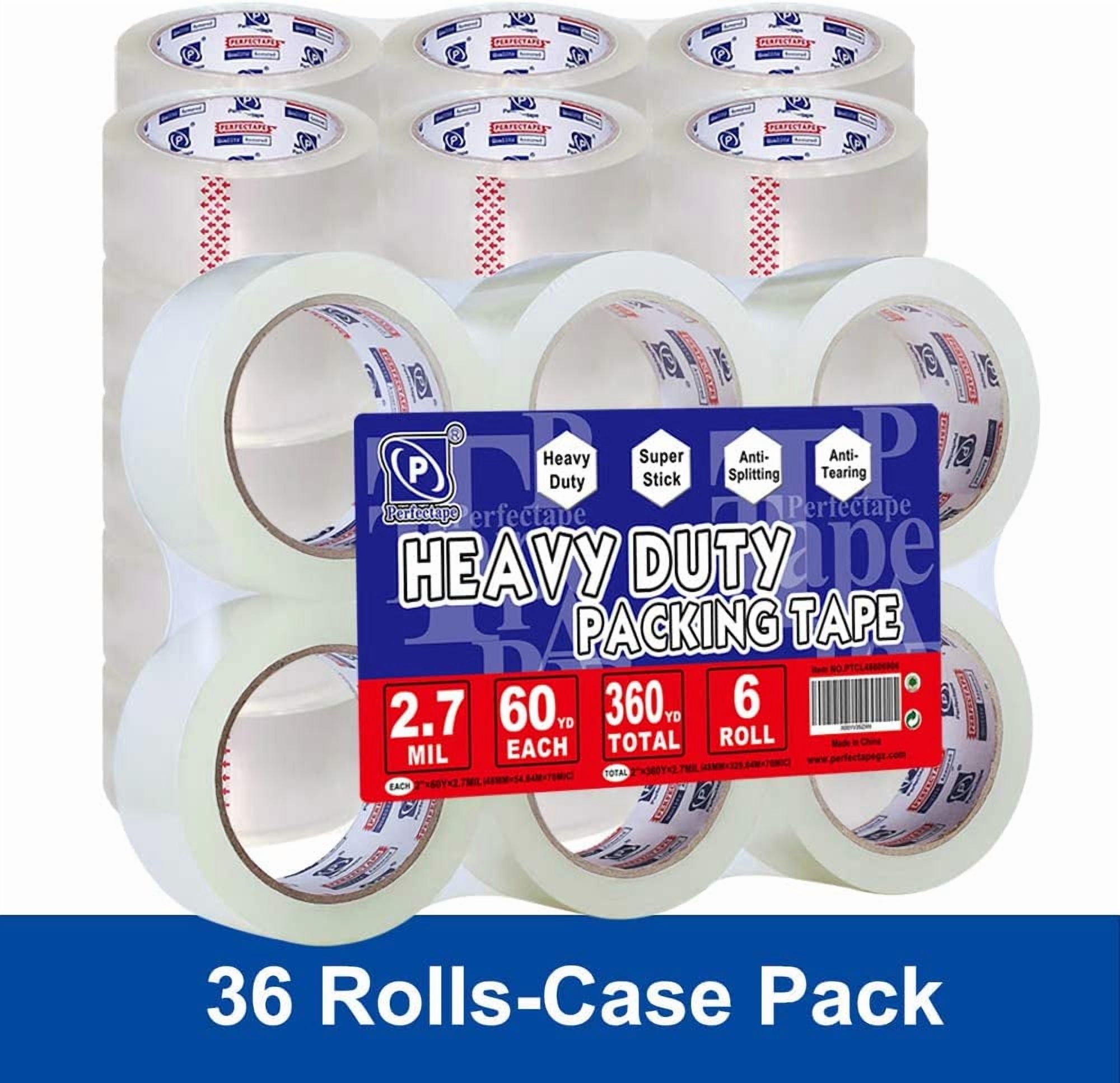 Heavy Duty Packing Tape 36 Rolls, Total 2160Y, Clear, 2.7 mil, 1.88 inch x 60 Yards, Ultra Strong, Refill for Packaging and Shipping