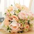 thumbnail image 4 of Injueey Colorido y hermoso ramo de boda - Ramo de flores hecho a mano Flores de ramo de novia de moda Decoración naranja rosa, 4 of 6