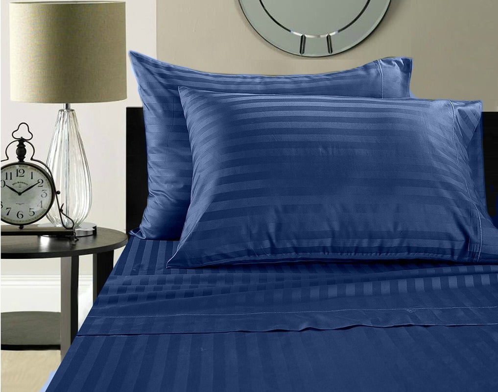 Customized Sheet Set For RV Camper Twin Size (34x75) Stripe Royal Blue easy  to fit in RV-mattress - 600 Thread Count 100% Cotton By The Great American  