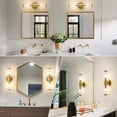 thumbnail image 3 of KAISITE Brass Wall Sconce Modern Unique Design 2-Light E12 Gold Wall Sconce with Clear Glass Shade, 3 of 9