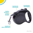 thumbnail image 3 of Correa Retractil 5m Automatica Mascota Mediana Chica Perro negro 6.49 pulg Poli Pets PP-CRPMPK, 3 of 6