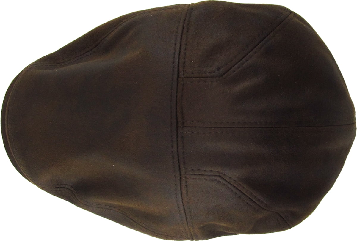 Kbethos Ivy Hat L/XL PU Leather Driving Cabbie Newsboy, Brown