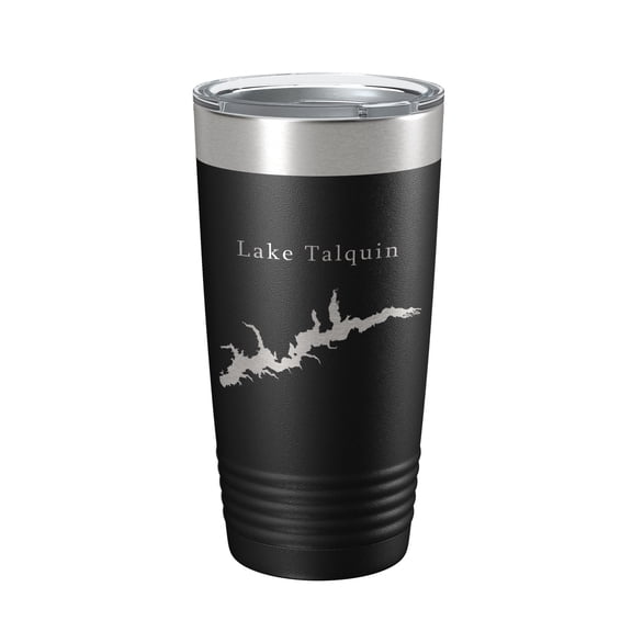 Lake Talquin Map Tumbler Travel Mug Insulated Laser Engraved Coffee Cup Florida 20 oz Black