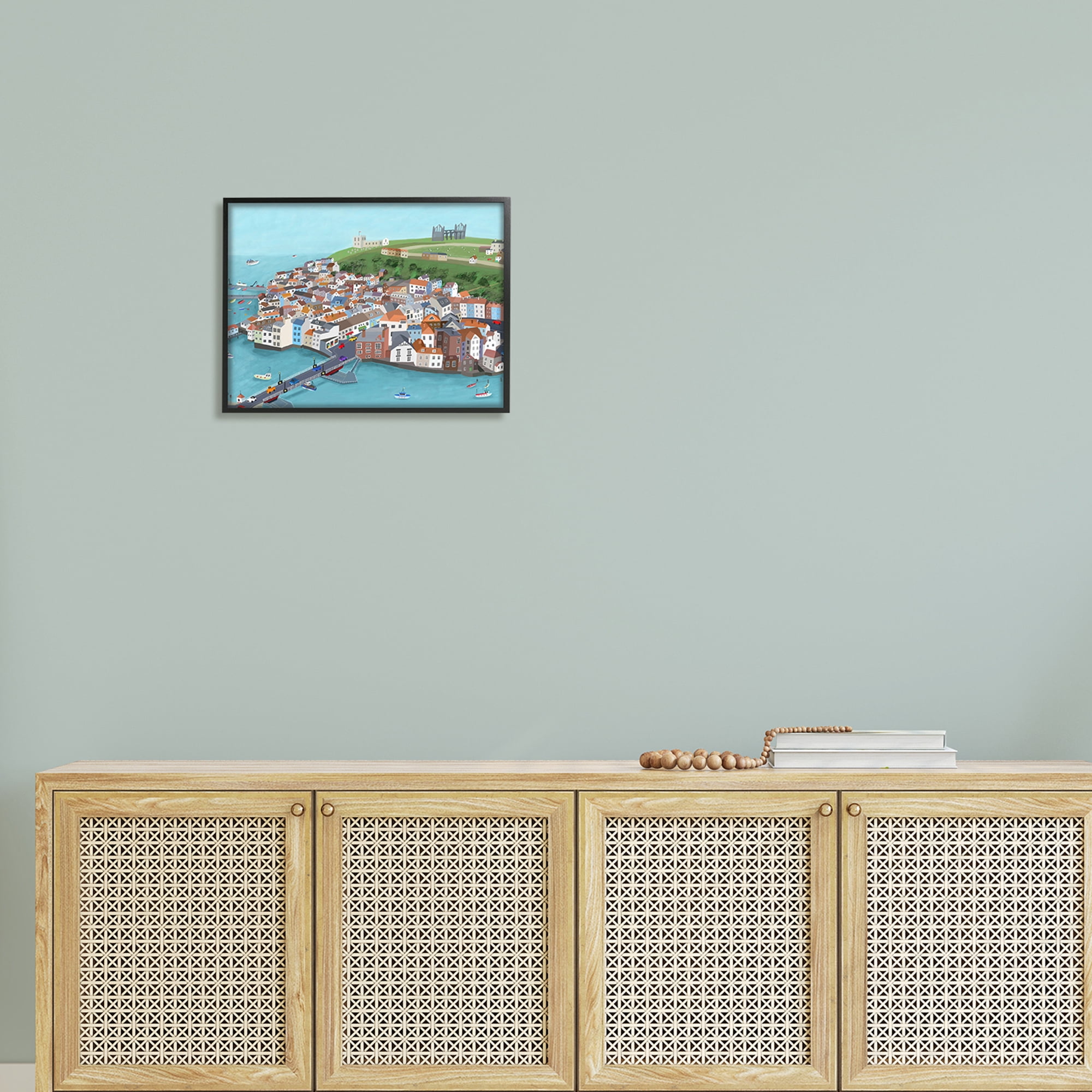 Stupell Industries Beautiful Seaside City Buildings Port Town Boats Illustration , 20 x 16, Design by Carla Daly