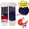 thumbnail image 3 of Minzimin 3 Pairs Kids Boys Girls Slipper Socks Winter Sherpa Lined Fuzzy Warm Soft Non Skid, 3 of 7