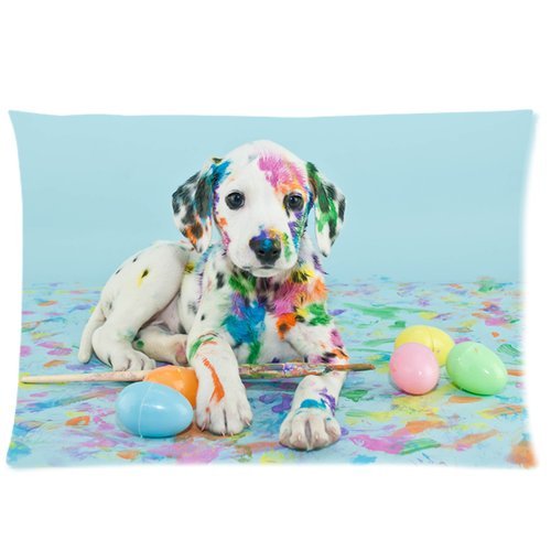 ABPHQTO Funda de almohada con cremallera Easter Dalmatain Puppy 50x75 cm Impresión de dos lados