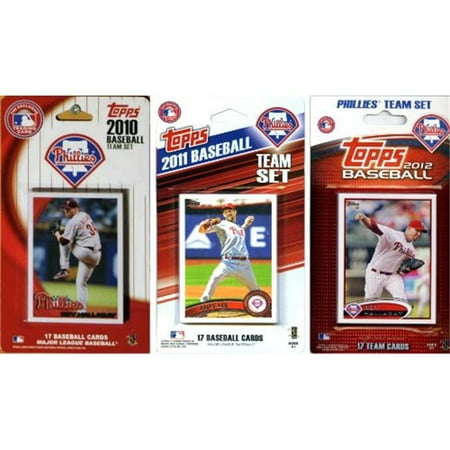 Phillies Mlb Trading Card - C & I Collectables PHILS312TS MLB Philadelphia Phillies 3 Different Licensed Trading Card Team Sets