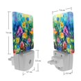 thumbnail image 7 of PhooArto Watercolor Flower Painting Plug in LED Night Light Auto Sensor Dusk to Dawn Decorative Night for Bedroom, Bathroom, Kitchen, Hallway, Stairs, Baby's Room, Energy Saving, 7 of 7