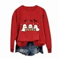 thumbnail image 4 of Womens Cropped Halloween Sweatshirts Fashion Ghost Graphic Pullover Shirts Cute Long Sleeve Trendy Clothes Red, L, 4 of 4