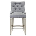 thumbnail image 3 of WestinTrends Hayes 24" Upholstered Wood Bar Stool with Tufted Back, Antique Gray/Gray, 3 of 10