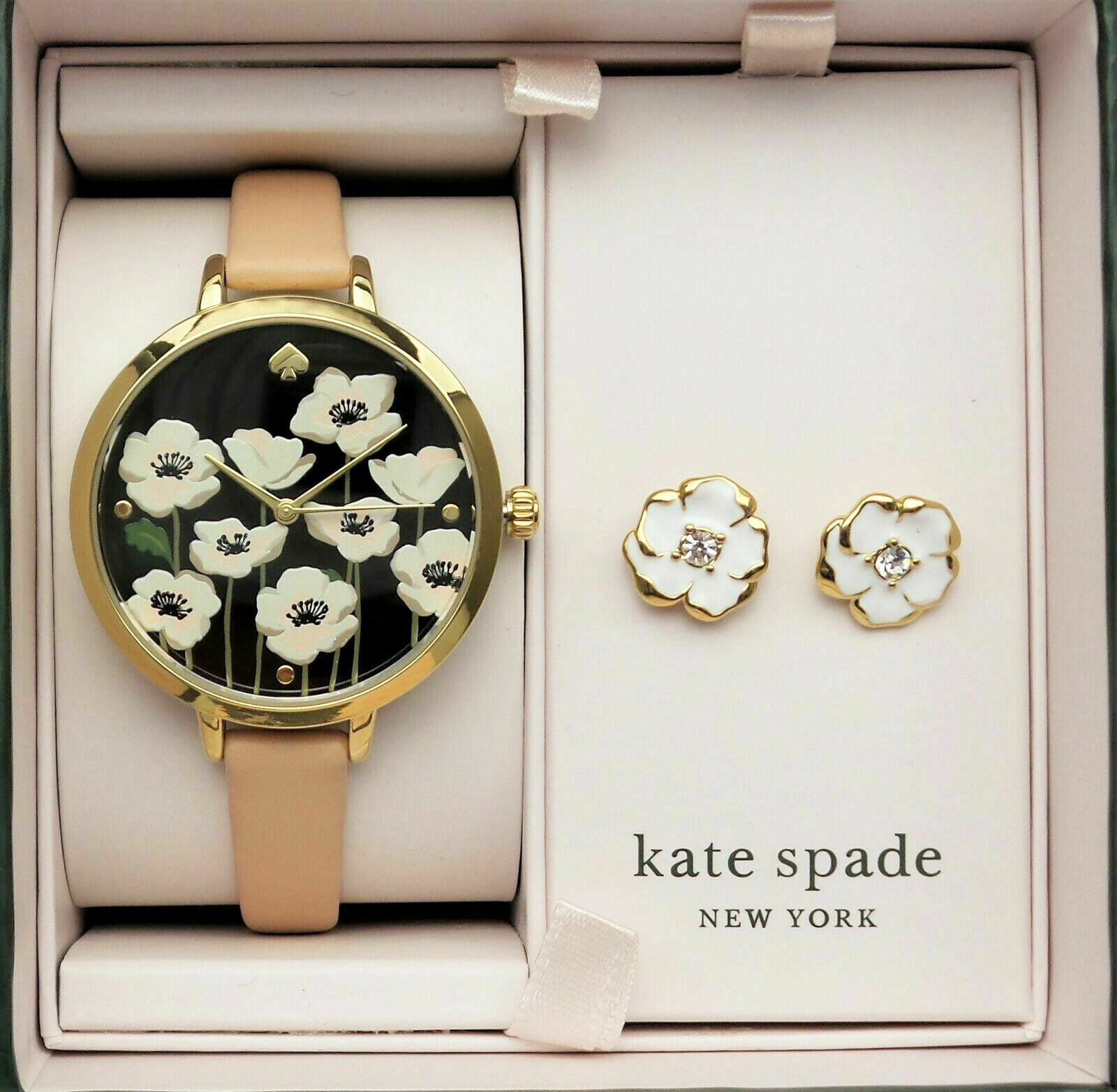 Kate Spade Holland Flower Dial Watch w/Matching Earring Set KSW9011B $195 -  
