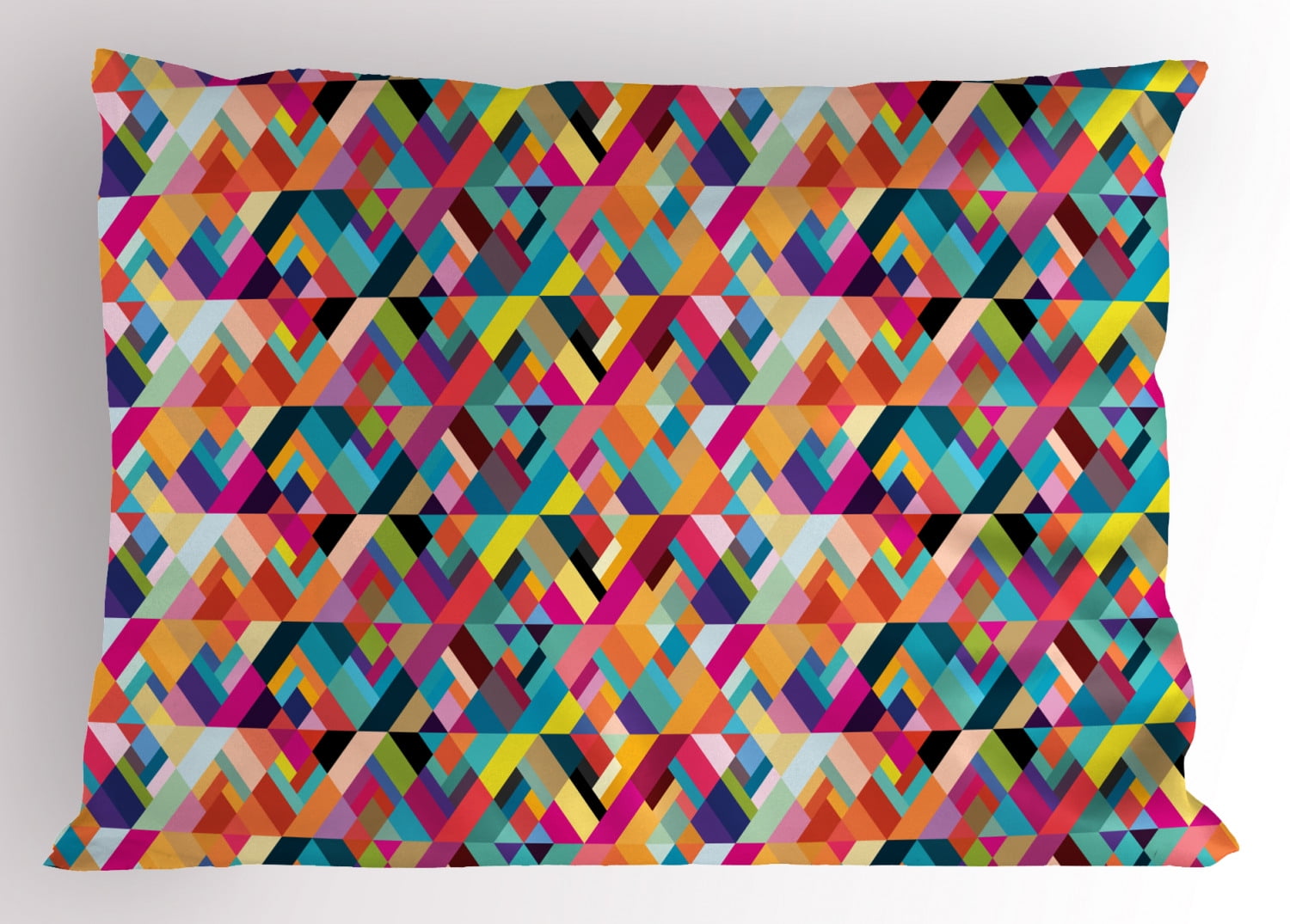 Abstract Pillow Sham Bauhaus Style Pattern of Geometric Shapes as