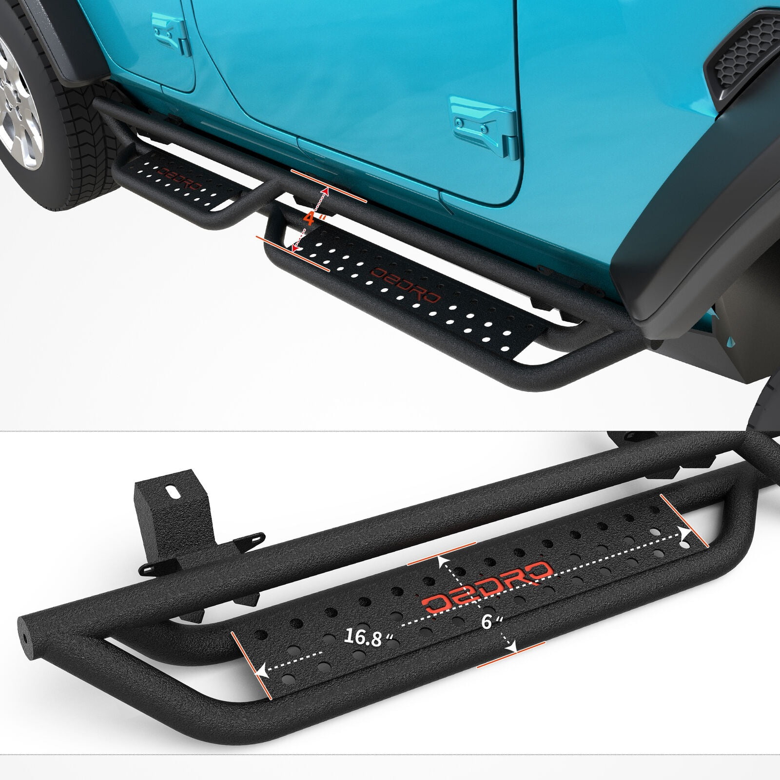 RVNI Running Boards for 2018-2023 2024 Jeep Wrangler JL & Unlimited 4 Door Nerf Bars Side Steps
