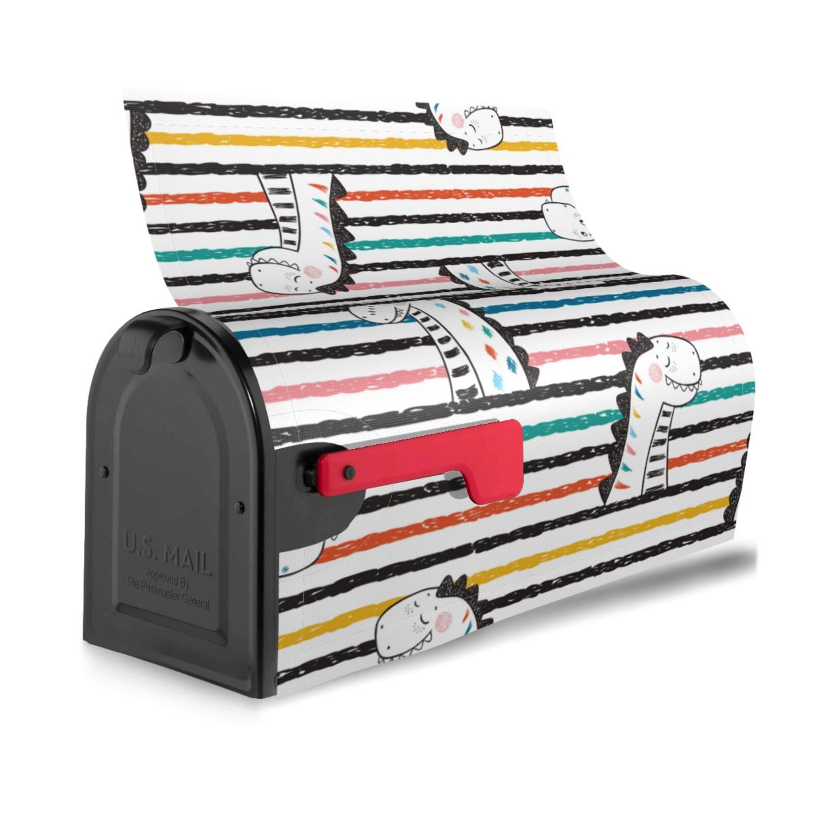 Xecao Cartoon Dinosaurs for Mailbox Cover with Magnetic Strips, Waterproof and Sunscreen, Adds a Decorative Touch to Your Garden Yard.