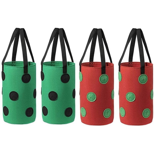 Kit fácil de usar que incluye 4 macetas colgantes para fresas, material de fieltro duradero y reutilizable para un crecimiento saludable de las plantas, diseño que ahorra espacio para jardines