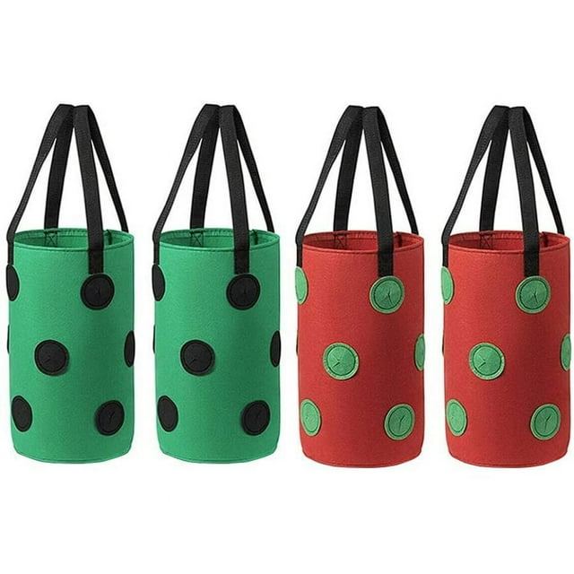 Bolsa para plantar fresas Rawiri, paquete de 4 bolsas para plantas, bolsa de cultivo, bolsas para plantas con asas, bolsas colgantes para plantas de fresas, bolsa de cultivo para plantar verduras,