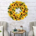 thumbnail image 6 of Sunflower Wreath Hanger, Simulated Floral Ring Garland, Sunflower Door Window Decor, Hanging Wreath Ornament for Home, Wall, Door, Window & Spring Festival Decoration, Yellow, 15.75in/40cm, 6 of 9