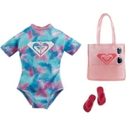 ​Barbie Doll Clothes Inspired By Roxy, Complete Look with 2 Accessories, Tropical Roxy Swimsuit, Roxy Bag & Flip-Flops, Gift for Kids 3 to 8 Years Old