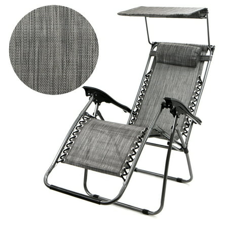Xtremepowerus Canopy Sun Shade Zero Gravity Lounge Chair Pillow