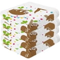 thumbnail image 2 of GZHJMY Relaxing Sloths on Jungle Summer Forest Washcloth Set of 4 Pcs 100% Cotton Small Face Towel, 12 x 12 inch Washcloths, 2 of 7