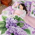 thumbnail image 4 of Homewish Purple Watercolor Flower Bedding Comforter Set 7pcs, Dreamy Farmhouse Floral King Bedding Sets, Teens Adult Girls Women Reversible Bed Sheets, Super Cozy Room Decor, 4 of 7