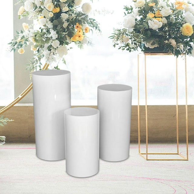 3 pedestales de exhibición redondos, pedestal cilíndrico, soporte para tartas, decoración para banquetes, pedestal cilíndrico, pilares para cumpleaños
