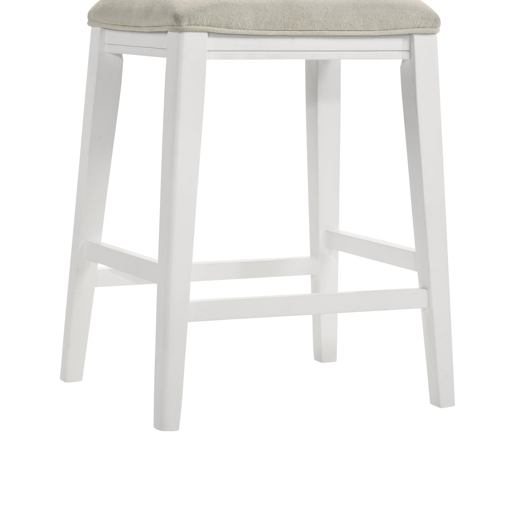 Jane Contemporary Transitional Wood Counter Height Kitchen Bar Stool in White Finish with Cream Fabric Upholstered Seat