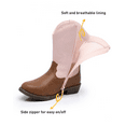 thumbnail image 5 of Apakowa Girls Cowboy Boots Side Zipper Cowgirl Boots Embroidered Western Style Toddler Little Kid Big Kid, 5 of 8